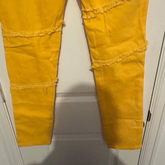 Yellow Distressed Skinny Fit Jeans Size 28 LSKB Cotton Blend Womens - Picture 6 of 7